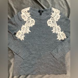 Jcrew Gray white lace Sweater